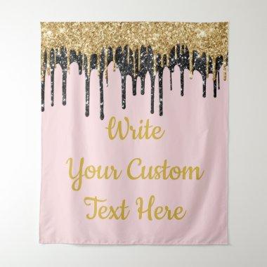 Custom Blush Pink Gold Glitter Birthday Backdrop