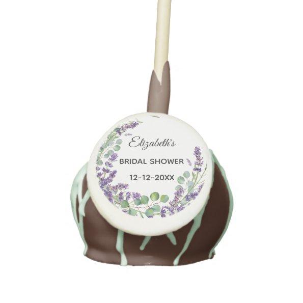 Custom Boho Lavender Eucalyptus Bridal Shower Cake Pops