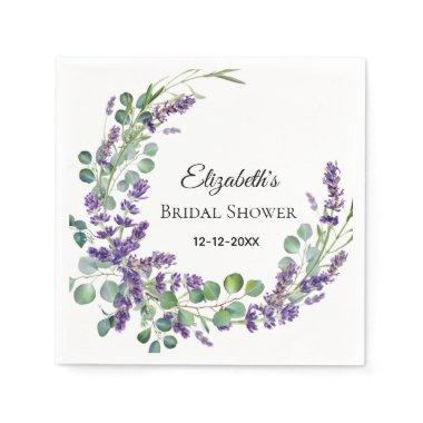 Custom Boho Lavender Eucalyptus Bridal Shower Napkins