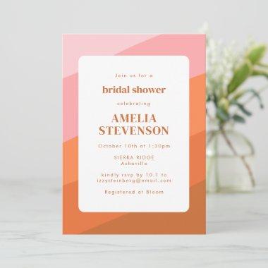 Custom Boho Pink Orange Terracotta Bridal Shower Invitations