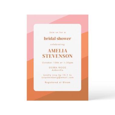 Custom Boho Pink Orange Terracotta Bridal Shower Invitations