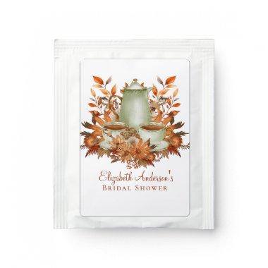 Custom Boho Terracotta Floral Sage Tea Party Event Tea Bag Drink Mix