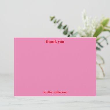 Custom Bold Typography Pink Red Bridal Shower Thank You Invitations