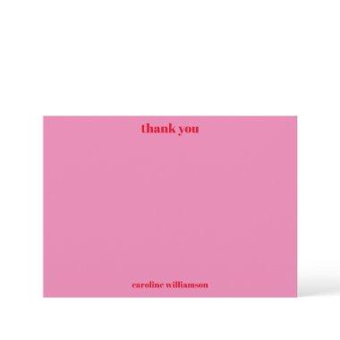 Custom Bold Typography Pink Red Bridal Shower Thank You Invitations