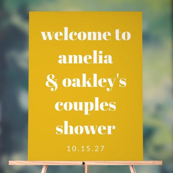 Custom Bold Yellow Couples Shower Modern Welcome Acrylic Sign