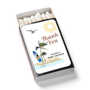 Custom Branded Board Beach Baby Shower Thank you Matchboxes