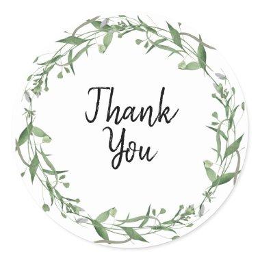 Custom Branded Green Wreath Thank You Circle Classic Round Sticker