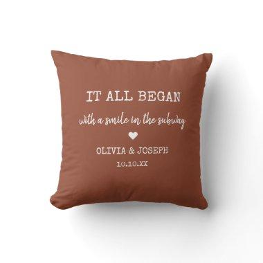 Custom Brick Where It All Began Valentine Day Throw Pillow