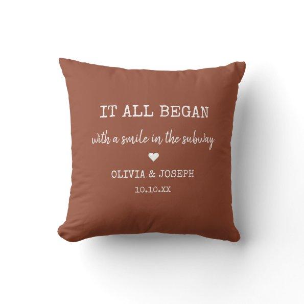 Custom Brick Where It All Began Valentine Day Throw Pillow