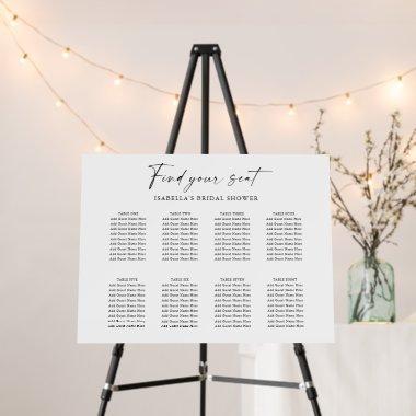 Custom  8 Table Seating Chart White Foam Board