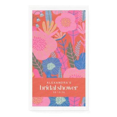 Custom  Bold Floral Pink Red Stylish Paper Guest Towels