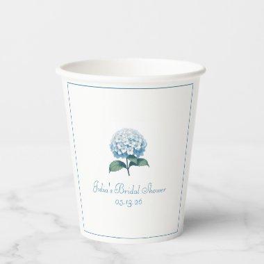 Custom  Chic Elegant Blue Hydrangea Paper Cups