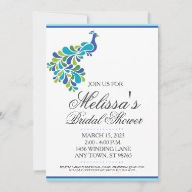 Custom Bridal Shower Invite, Beautiful Peacock Invitations