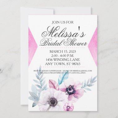 Custom Bridal Shower Invite, Watercolor Feather Invitations