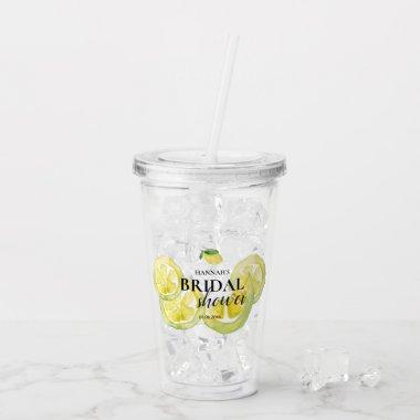 Custom Bridal Shower Lemon watercolor favor Acrylic Tumbler