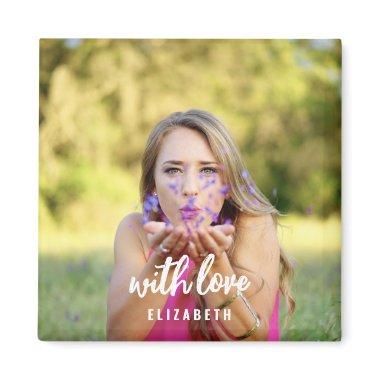 Custom  Photo Simple Modern Bold Text Magnet