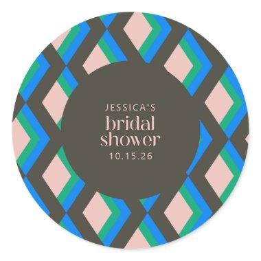 Custom  Retro Geometric Pattern Classic Round Sticker