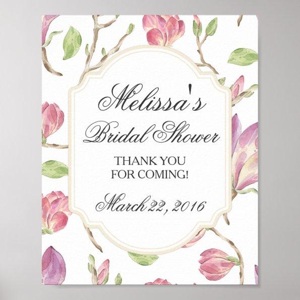 Custom Bridal Shower Sign, Watercolor Floral Poster