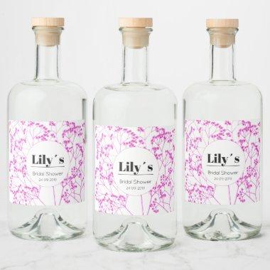 Custom Bridal Shower Theme Bohemian Florals Liquor Bottle Label