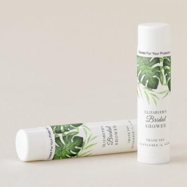 Custom Bridal Shower Watercolor Script Tropical Lip Balm