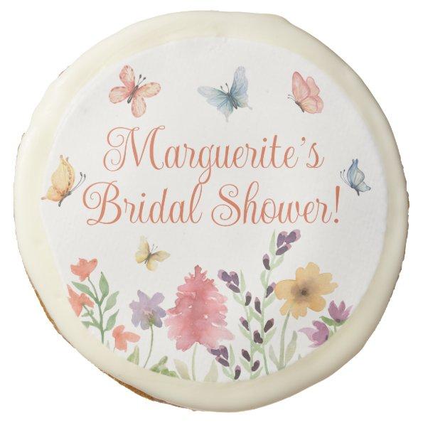 Custom Bridal Shower Wildflowers and Butterflies Sugar Cookie