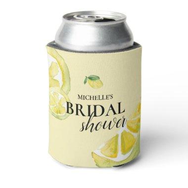 Custom Bridal Shower Yellow Lemon Can Cooler