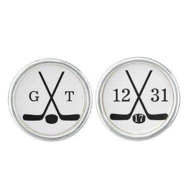 Custom Bride and Groom Monogram Hockey Cufflinks