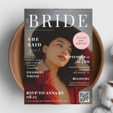 Custom Bride Photo Magazine Cover Bridal Shower Invitations