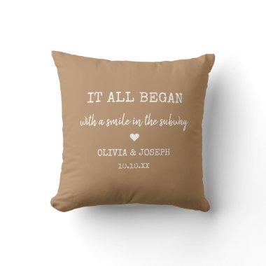 Custom Brown Where It All Began Valentine Day Throw Pillow