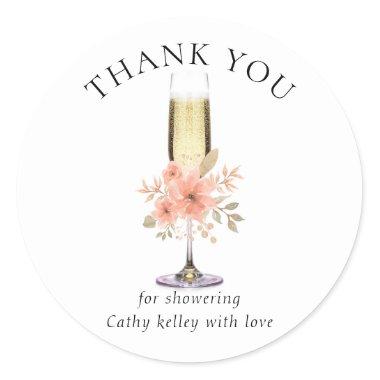 Custom Brunch and Bubbly Bridal Shower Thank you Classic Round Sticker