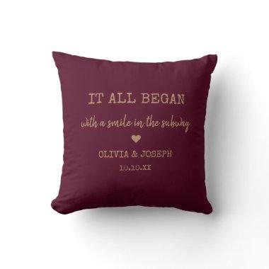 Custom Burgundy Where It All Began Valentine Day Throw Pillow