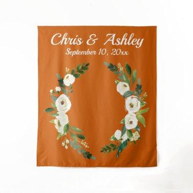 Custom Burnt Orange Greenery Wedding Backdrop Prop