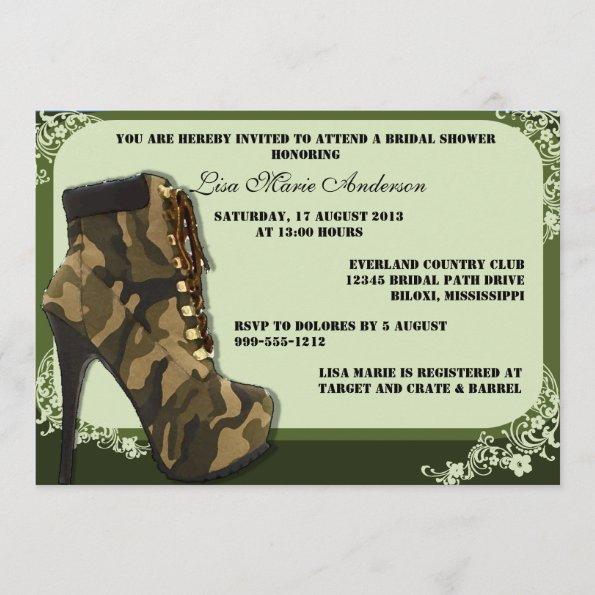 Custom Camouflage Military Bridal Shower Invites