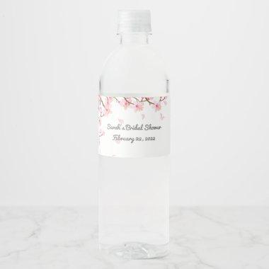 Custom Cherry Blossom Theme Water Bottle Label