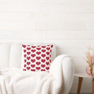 Custom Color Heart Patterns Dark Red White Cute Throw Pillow