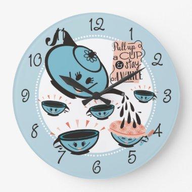 Custom color teapot teacup shower kitchen clock