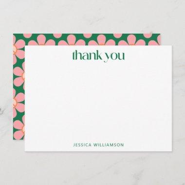 Custom Colorful Peace Floral Green Bridal Shower Thank You Invitations