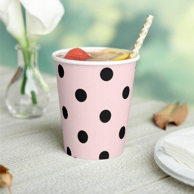 Custom Colors Blush and Black Polka Dot Paper Cups
