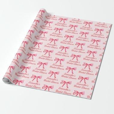 Custom Coquette Blush Pink Bow Girly  Wrapping Paper