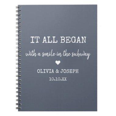 Custom Dusty Blue Where It All Began Valentine Day Notebook