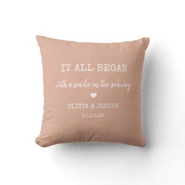 Custom Dusty Pink Where It All Began Valentine Day Throw Pillow