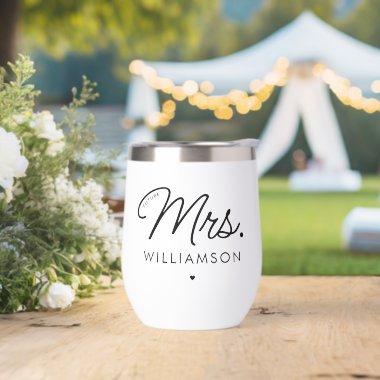 Custom Elegant Future Mrs. Modern Engagement Thermal Wine Tumbler
