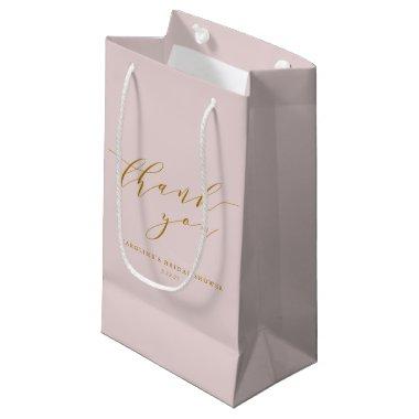 Custom Elegant Pink Script Thank You  Small Gift Bag