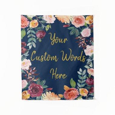 Custom Fall Birthday Party Photo Booth Floral Prop Tapestry