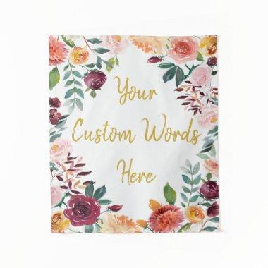 Custom Fall Birthday Party Photo Booth Floral Prop Tapestry