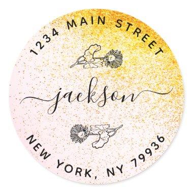 Custom Family Name Modern Return Address Classic Round Sticker