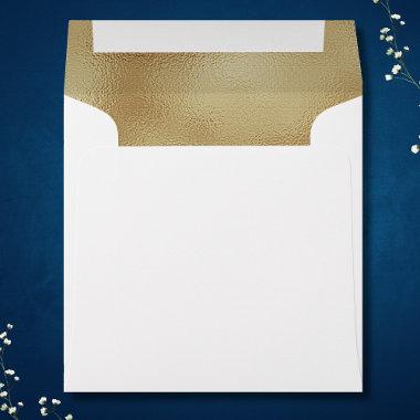 Custom Faux Gold Foil Insert White Square Wedding Envelope