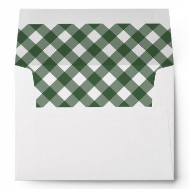 Custom Green Gingham Checkered Return Address Envelope