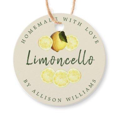 Custom Homemade Limoncello Antique White Bottle Fa Favor Tags