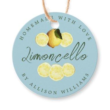 Custom Homemade Limoncello Blue Favor Tags